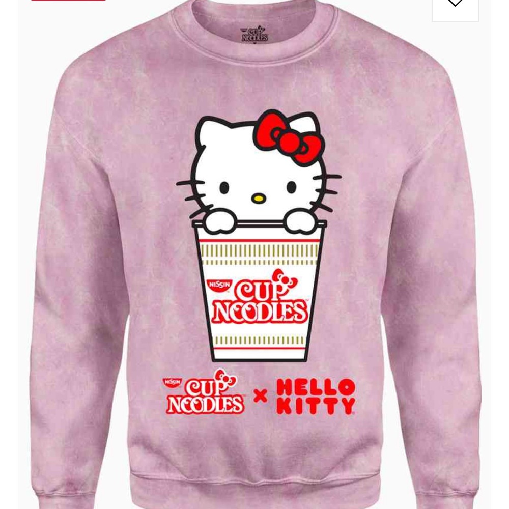 Hello Kitty x Cup Noodles Pink Mineral Wash Crewneck Sweatshirt Size Small